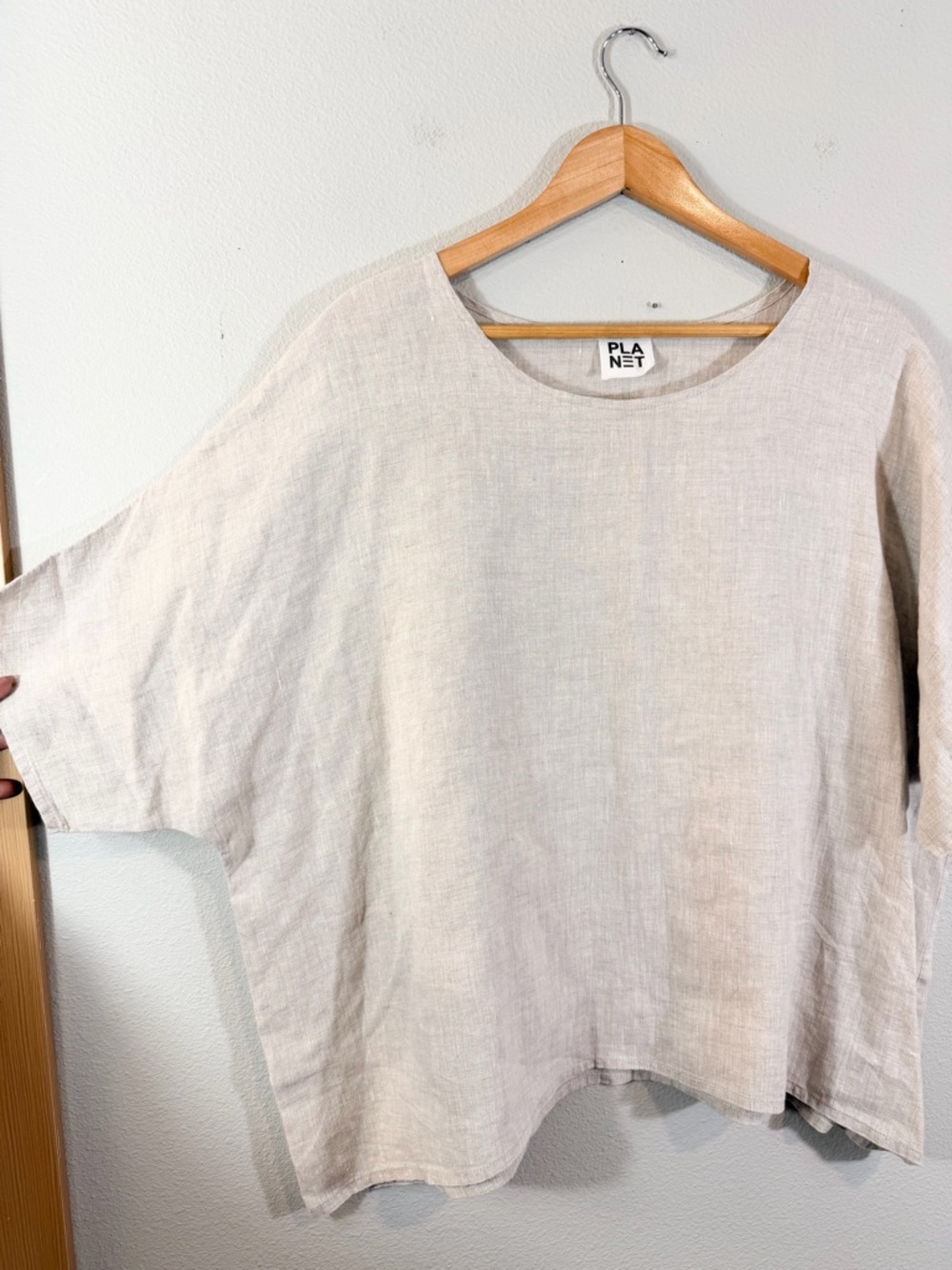 Planet by Lauren G Linen Tunic ONE SIZE Oversized Boxy Minimalist Lagenlook - Picture 4 of 11